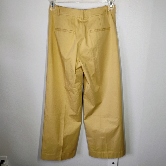 Theory Wide Leg Trouser Pants Womens 2 Khaki Beige Career Office Work Cotton - Picture 5 of 14